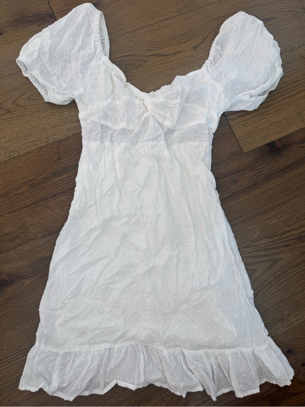 Etro White Swiss Dot Puff Sleeve Mini Dress